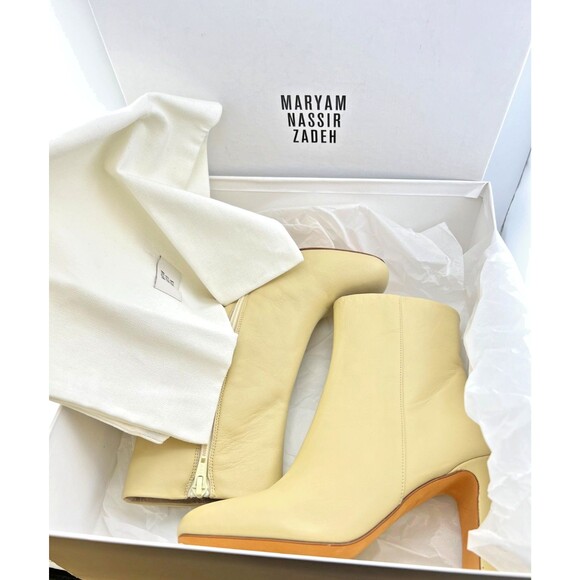 NIB Maryam Nassir Zadeh Venus Boots Leather Women's EU 36 Fawn Kick Heel ITALY - Picture 2 of 12